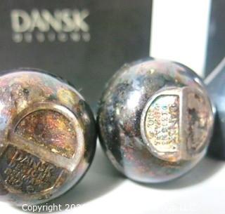 Two Boxes for a Total of (4) Small Silver Plated Dansk Bud Vases.  They measures approximately 2" tall.