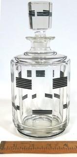 Palda Bohemian Czech Art Deco Cut Glass Liquor Decanter.  Measures approximately 9" tall. <br> <br> Many of the Karl Palda Bohemian Art Deco cut glass pieces in this auction were featured in the book “Collectible Bohemian Glass (1915 – 1945) Volume II” by Robert & Deborah Truitt.