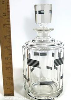 Palda Bohemian Czech Art Deco Cut Glass Liquor Decanter.  Measures approximately 9" tall. <br> <br> Many of the Karl Palda Bohemian Art Deco cut glass pieces in this auction were featured in the book “Collectible Bohemian Glass (1915 – 1945) Volume II” by Robert & Deborah Truitt.