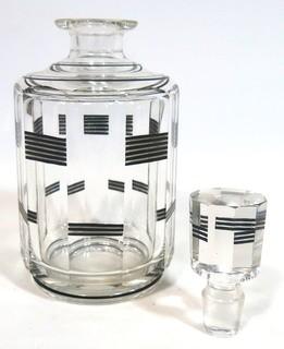 Palda Bohemian Czech Art Deco Cut Glass Liquor Decanter.  Measures approximately 9" tall. <br> <br> Many of the Karl Palda Bohemian Art Deco cut glass pieces in this auction were featured in the book “Collectible Bohemian Glass (1915 – 1945) Volume II” by Robert & Deborah Truitt.