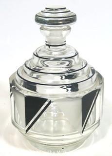 Palda Bohemian Czech Art Deco Cut Glass Liquor Decanter  <br> <br> Many of the Karl Palda Bohemian Art Deco cut glass pieces in this auction were featured in the book “Collectible Bohemian Glass (1915 – 1945) Volume II” by Robert & Deborah Truitt.