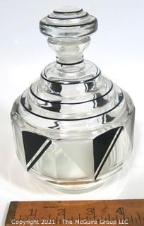 Palda Bohemian Czech Art Deco Cut Glass Liquor Decanter  <br> <br> Many of the Karl Palda Bohemian Art Deco cut glass pieces in this auction were featured in the book “Collectible Bohemian Glass (1915 – 1945) Volume II” by Robert & Deborah Truitt.