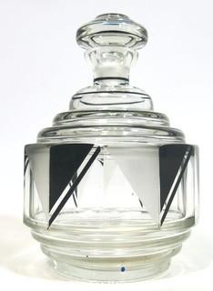 Palda Bohemian Czech Art Deco Cut Glass Liquor Decanter  <br> <br> Many of the Karl Palda Bohemian Art Deco cut glass pieces in this auction were featured in the book “Collectible Bohemian Glass (1915 – 1945) Volume II” by Robert & Deborah Truitt.