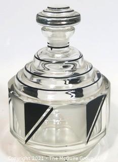 Palda Bohemian Czech Art Deco Cut Glass Liquor Decanter  <br> <br> Many of the Karl Palda Bohemian Art Deco cut glass pieces in this auction were featured in the book “Collectible Bohemian Glass (1915 – 1945) Volume II” by Robert & Deborah Truitt.