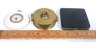 Group of Art Deco Time Pieces and T. Cook & Sons (London) Brass Compass.