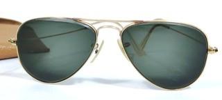 Pair of Vintage Ray Ban Aviator Sunglasses with Prescription Lens & Case. 