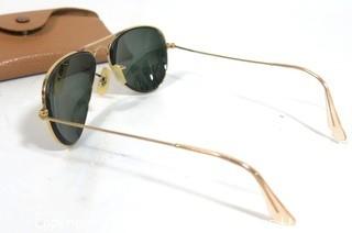 Pair of Vintage Ray Ban Aviator Sunglasses with Prescription Lens & Case. 