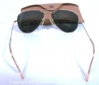 Pair of Vintage Ray Ban Aviator Sunglasses with Prescription Lens & Case. 