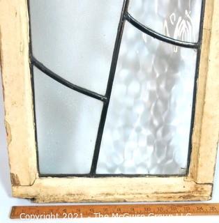 Vintage Clear and Textured Leaded Glass Window Pane with Frame; 14 1/2 x 21". 