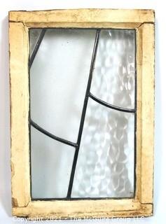 Vintage Clear and Textured Leaded Glass Window Pane with Frame; 14 1/2 x 21". 