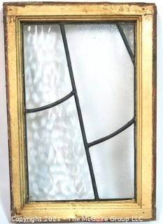 Vintage Clear and Textured Leaded Glass Window Pane with Frame; 14 1/2 x 21". 