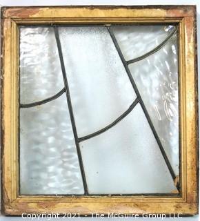 Vintage Clear and Textured Leaded Glass Window Pane with Frame. Measures approximately 22" x 21".