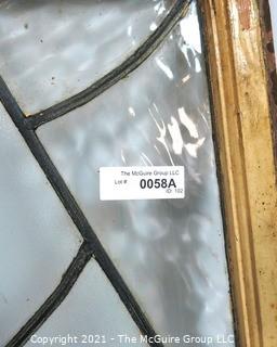 Vintage Clear and Textured Leaded Glass Window Pane with Frame. Measures approximately 22" x 21".