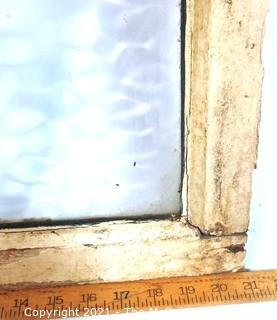 Vintage Clear and Textured Leaded Glass Window Pane with Frame. Measures approximately 22" x 21".