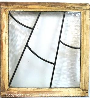 Vintage Clear and Textured Leaded Glass Window Pane with Frame. Measures approximately 22" x 21".