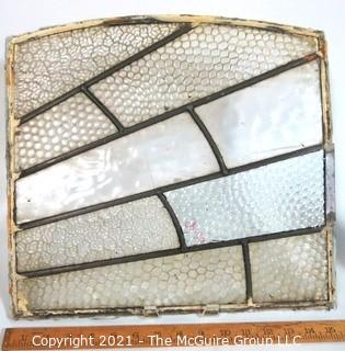 Vintage Clear and Textured Leaded Glass Window Pane. Measures approximately 15" x 14".