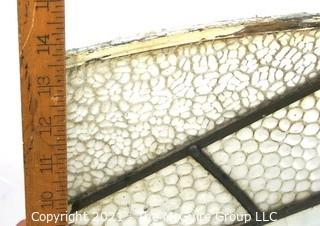 Vintage Clear and Textured Leaded Glass Window Pane. Measures approximately 15" x 14".