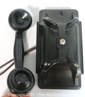 Vintage Black Bakelite Hotel Phone to be Used with Operator Switchboard System. 