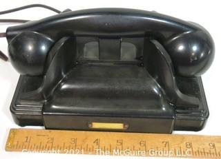 Vintage Black Bakelite Hotel Phone to be Used with Operator Switchboard System. 