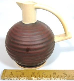 Vintage Brown & White Art Deco Erphila Pottery Jug. It measures approximately 6 1/2" tall.