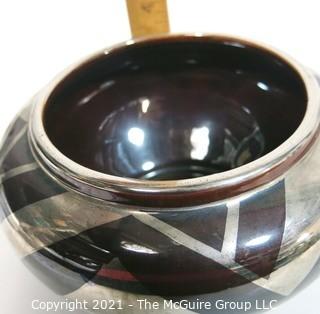 Vintage Art Deco Ceramic Bowl with Silver Paint Signed by Artist G. Ninin.  Measures approximately 7"  diameter.