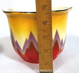 Vintage Ditmar Urbach Bohemian Czech Art Pottery Vase or Planter in Flame Pattern. Measures approximately 4 1/2" tall.