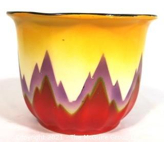 Vintage Ditmar Urbach Bohemian Czech Art Pottery Vase or Planter in Flame Pattern. Measures approximately 4 1/2" tall.