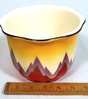 Vintage Ditmar Urbach Bohemian Czech Art Pottery Vase or Planter in Flame Pattern. Measures approximately 4 1/2" tall.