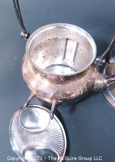 Vintage Silver Plated Tea Pot with Stand and Sterno Warmer. 