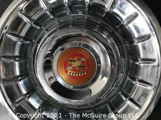 Pair of 1957 Cadillac "Punch Bowl" Style Hubcaps Wheel Covers with Center Emblems 