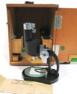 Unitron Phase MSL No-108900 Binocular Stereoscope With Wood Case