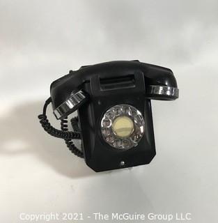 Vintage Black Rotary Dial Phone with Chrome Trim