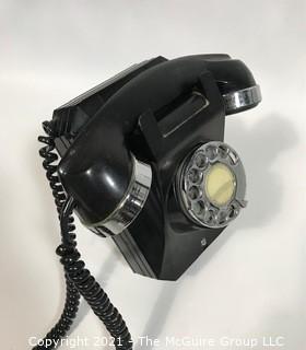 Vintage Black Rotary Dial Phone with Chrome Trim