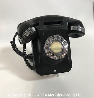 Vintage Black Rotary Dial Phone with Chrome Trim