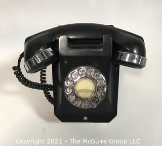 Vintage Black Rotary Dial Phone with Chrome Trim