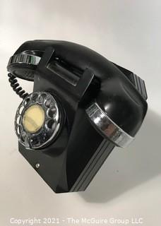 Vintage Black Rotary Dial Phone with Chrome Trim