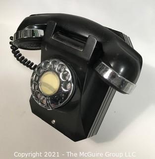 Vintage Black Rotary Dial Phone with Chrome Trim