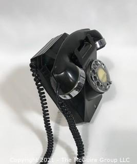 Vintage Black Rotary Dial Phone with Chrome Trim