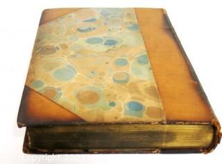 "Conduct of Life" of By Ralph Waldo Emerson, 1888 with Leather Binding, Marbled Cover and Gilt Ends. 