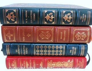 Set of 4 Leather Bound with Fine Gilt Decorative Bindings or Covers of Classic Books Published by The Franklin Library, Limited Edition Titles from the "Collected Stories of the World's Greatest Writers Series".