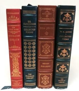 Set of 4 Leather Bound with Fine Gilt Decorative Bindings or Covers of Classic Books Published by The Franklin Library, Limited Edition Titles from the "Collected Stories of the World's Greatest Writers Series".