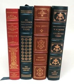 Set of 4 Leather Bound with Fine Gilt Decorative Bindings or Covers of Classic Books Published by The Franklin Library, Limited Edition Titles from the "Collected Stories of the World's Greatest Writers Series".