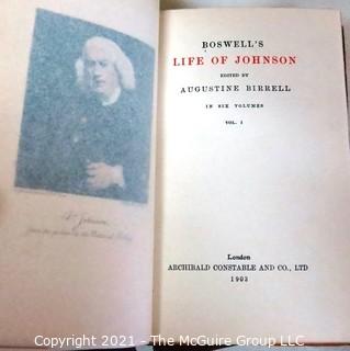 Six Volume Set of Life of Johnson by James Boswell,  Edited by Augustine Birrell  1903