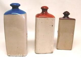 Set of Three Vintage Ceramic Stoneware Bed Warmers" 