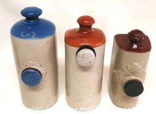 Set of Three Vintage Ceramic Stoneware Bed Warmers" 