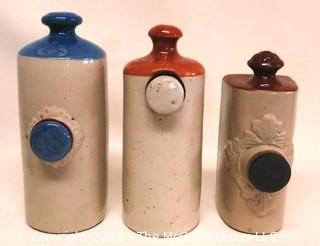 Set of Three Vintage Ceramic Stoneware Bed Warmers" 