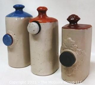 Set of Three Vintage Ceramic Stoneware Bed Warmers" 