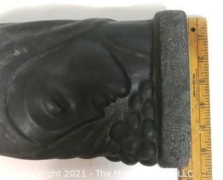 Art Deco Black Ceramic Statue of Woman in Profile.  Measures approximately 10" tall. 