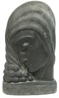 Art Deco Black Ceramic Statue of Woman in Profile.  Measures approximately 10" tall. 