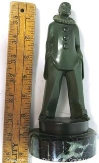 Art Deco Pierrot Clown Statuette by Max LeVerrier Made in Green Patinated Bronze on Marble Base; 10"T   